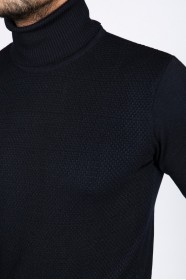 NAVY BLUE COLOR BASIC HIGH NECK SWEATER