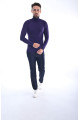 DARK PURPLE COLOR BASIC HIGH NECK SWEATER