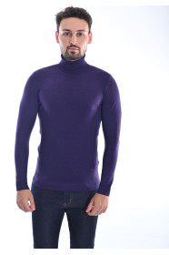 DARK PURPLE COLOR BASIC HIGH NECK SWEATER