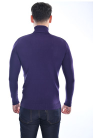 DARK PURPLE COLOR BASIC HIGH NECK SWEATER