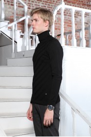 BLACK COLOR BASIC HIGH NECK SWEATER