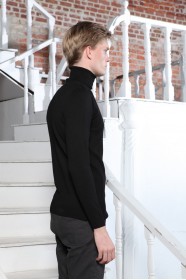 BLACK COLOR BASIC HIGH NECK SWEATER