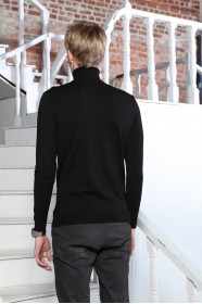 BLACK COLOR BASIC HIGH NECK SWEATER