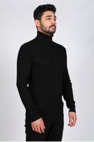 BLACK COLOR TURTLENECK SWEATER