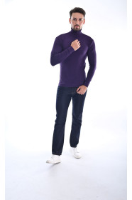 DARK PURPLE COLOR TURTLENECK SWEATER