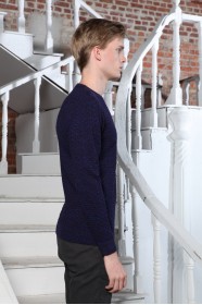 NAVY BLUE COLOR ROUND NECK WOOL BLEND SWEATER