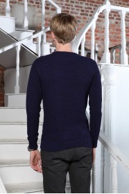 NAVY BLUE COLOR ROUND NECK WOOL BLEND SWEATER