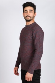 LIGHT CHERRY COLOR ROUND NECK WOOL BLEND SWEATER
