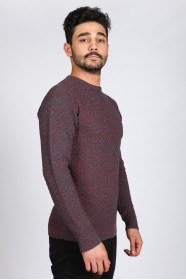LIGHT CHERRY COLOR ROUND NECK WOOL BLEND SWEATER