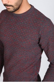 LIGHT CHERRY COLOR ROUND NECK WOOL BLEND SWEATER