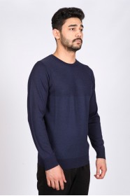 LIGHT DARK BLUE COLOR EMBOSSED TEXTURED WOOL SWEATER