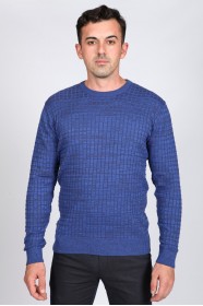 DOUBLE-KNIT SWEATER WİTH BLUE COLOR