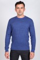 DOUBLE-KNIT SWEATER WİTH BLUE COLOR