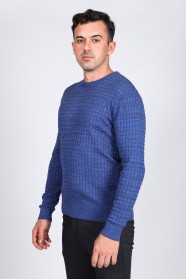 DOUBLE-KNIT SWEATER WİTH BLUE COLOR