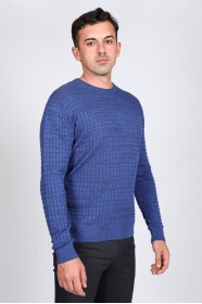 DOUBLE-KNIT SWEATER WİTH BLUE COLOR