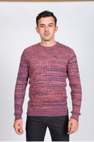 DOUBLE-KNIT SWEATER WİTH BRİCK COLOR