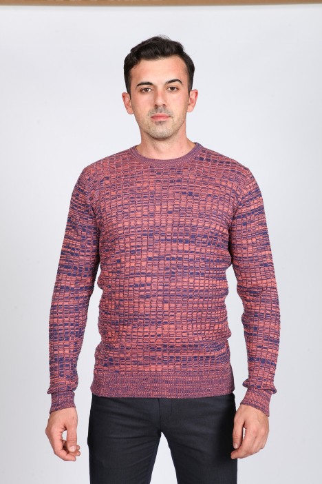DOUBLE-KNIT SWEATER WİTH BRİCK COLOR