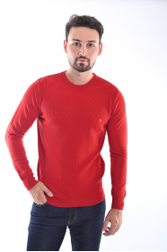 ROUND NECK WOOL SWEATER. RED