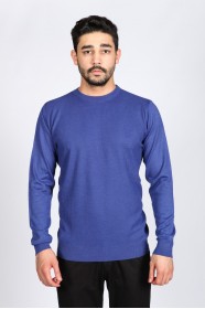 ROUND NECK WOOL SWEATER. LIGHT-PARLIAMENT