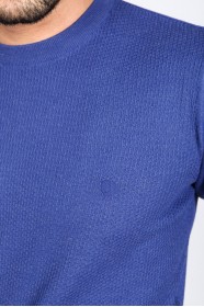 ROUND NECK WOOL SWEATER. LIGHT-PARLIAMENT