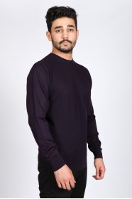 ROUND NECK WOOL SWEATER. DARK PURPLE  