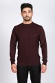 ROUND NECK WOOL SWEATER. BRICK-COLOR