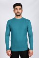 DARK SAX BLUE COLOR CREW- NECK SLİM-FİT WOOL SWEATHER