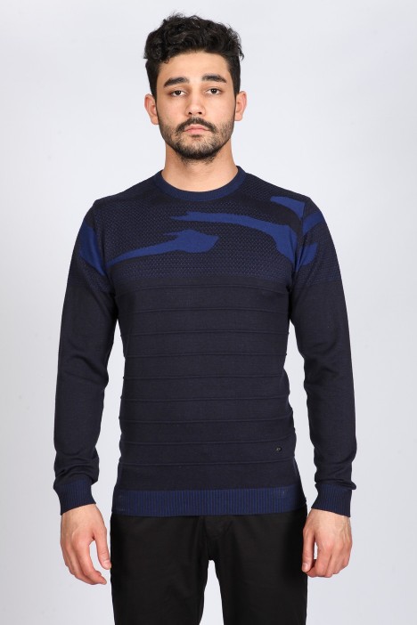 NAVY BLUE (VERSION-1) COLOR CREW- NECK SWEATHER