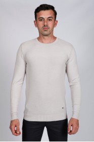 GREY COLOR CREW- NECK SLİM-FİT WOOL SWEATHER