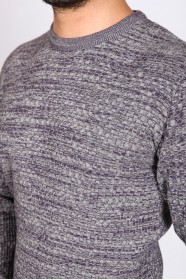 MEDIUM GRAY COLOR EMBOSSED TEXTURE DETAILED COTTON SWEATER