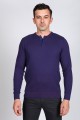 DARK BLUE COLOR CREW- NECK SWEATHER WİTH 2 BUTTONS