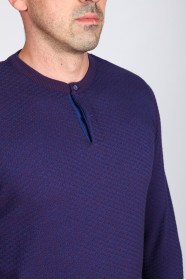 SAX BLUE COLOR CREW- NECK SWEATHER WİTH 2 BUTTONS
