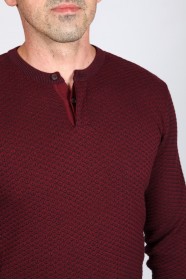 DARK BORDO COLOR CREW- NECK SWEATHER WİTH 2 BUTTONS