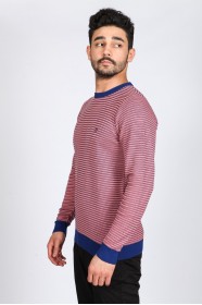 SAX BLUE COLOR COTTON KNIT SWEATER