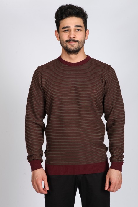 DARK BORDO COLOR COTTON KNIT SWEATER