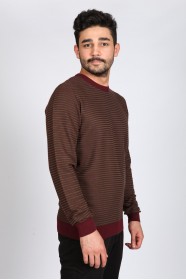 DARK BORDO COLOR COTTON KNIT SWEATER