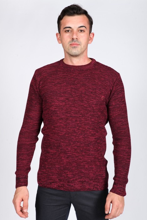 FUCHYA COLOR ROUND NECK WOOL BLEND SWEATER