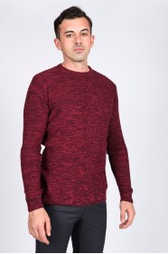 FUCHYA COLOR ROUND NECK WOOL BLEND SWEATER