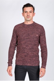 LIGHT BRICK COLOR ROUND NECK WOOL BLEND SWEATER