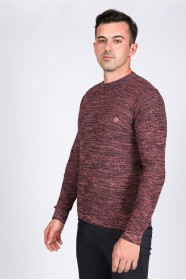 LIGHT BRICK COLOR ROUND NECK WOOL BLEND SWEATER