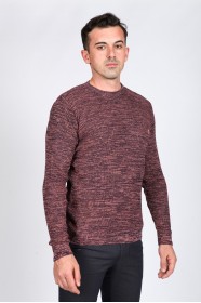 LIGHT BRICK COLOR ROUND NECK WOOL BLEND SWEATER