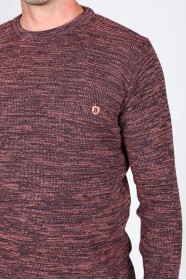LIGHT BRICK COLOR ROUND NECK WOOL BLEND SWEATER