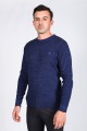 BLUE COLOR ROUND NECK WOOL BLEND SWEATER