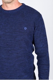 BLUE COLOR ROUND NECK WOOL BLEND SWEATER