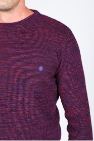 SAX BLUE COLOR ROUND NECK WOOL BLEND SWEATER