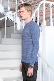 ICE BLUE COLOR ROUND NECK WOOL BLEND SWEATER