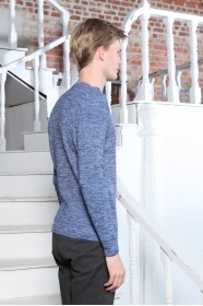 ICE BLUE COLOR ROUND NECK WOOL BLEND SWEATER