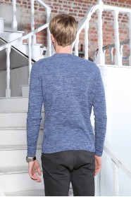 ICE BLUE COLOR ROUND NECK WOOL BLEND SWEATER
