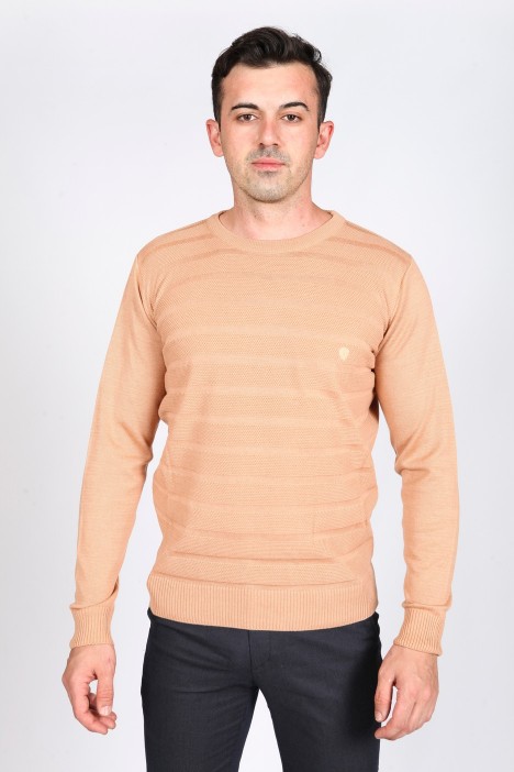 SALMON COLOR LONG SLEEVE CREWNECK SWEATHER