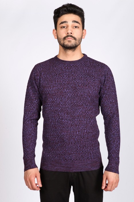 LILAC COLOR ROUND NECK WOOL BLEND SWEATER